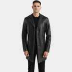 Brawnton Black Leather Coat