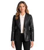 Selina Black Leather Blazer