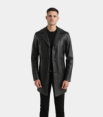 Brawnton Black Leather Coat