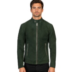 Fernando Quilted Green Suede Biker Jacket