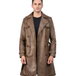 Brown Leather Duster Coat – Belted Coat