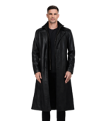 Charlton Black Leather Single Breasted Coat