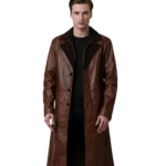 Charlton Waxed Brown Leather Single Breasted Coat