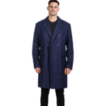 Claud Blue Wool Double Breasted Coat
