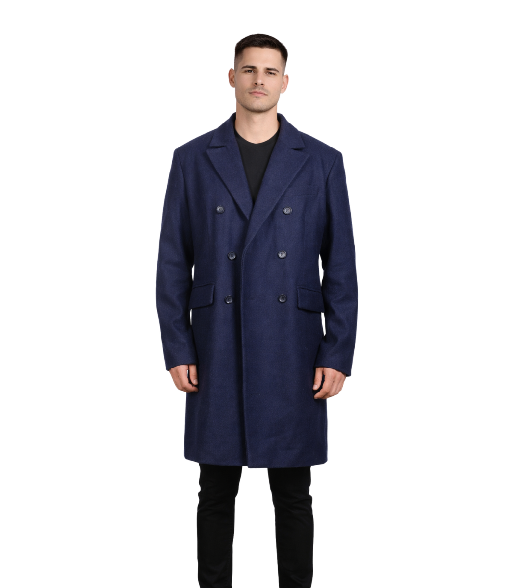 1 Claud Blue Wool Double Breasted Coat - Image 1