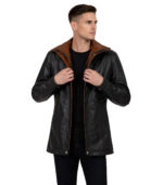 Connor Black Leather Coat