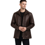 Connor Maroon Leather Coat