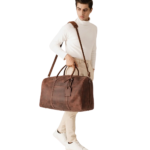 The Darrio Vintage Distressed Brown Leather Duffle Bag