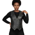 Ladies Braided Leather Motorcycle Biker Vest