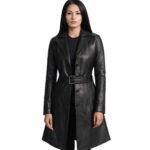 Moonlight Black Leather Trench Coat