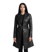 Moonlight Black Leather Trench Coat