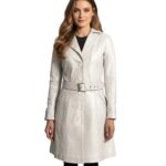 Moonlight Silver Leather Trench Coat