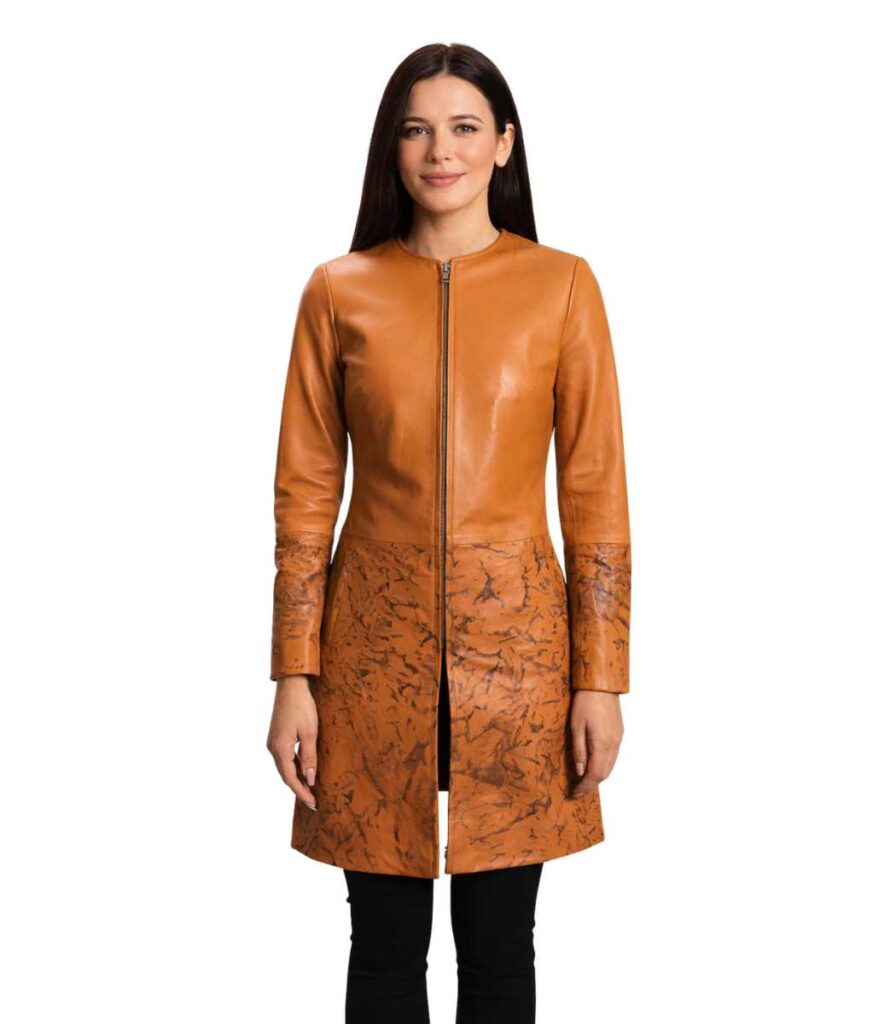 Sandy Tan Dye Leather Coat