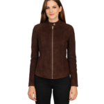Kelsee Mocha Suede Biker Jacket