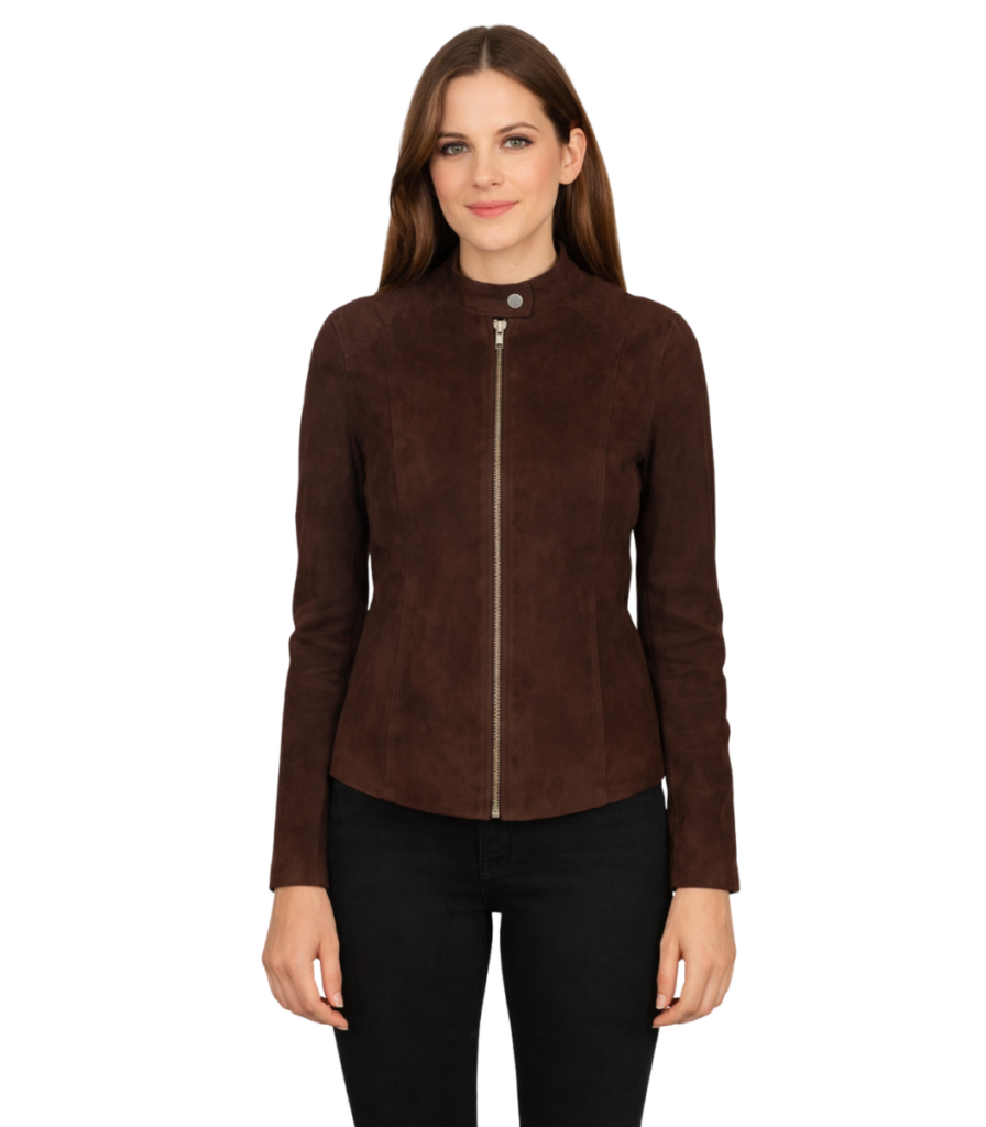 Kelsee Mocha Suede Biker Jacket