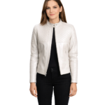 Ice Maiden Silver Quilted Leather Biker Jacket