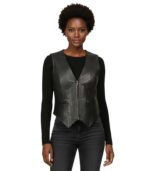 Women's Black Leather Vest ? Bodil