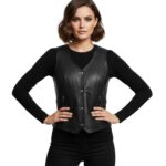Motorcycle Style Black Leather Biker Vest
