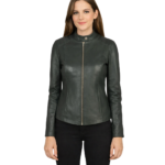 Kelsee Green Leather Biker Jacket