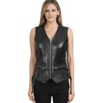 Ryder Women’s Black Motorcycle Leather Vest