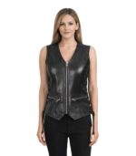 Ryder Women’s Black Motorcycle Leather Vest