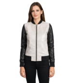Cole Silver Leather Bomber Jacket