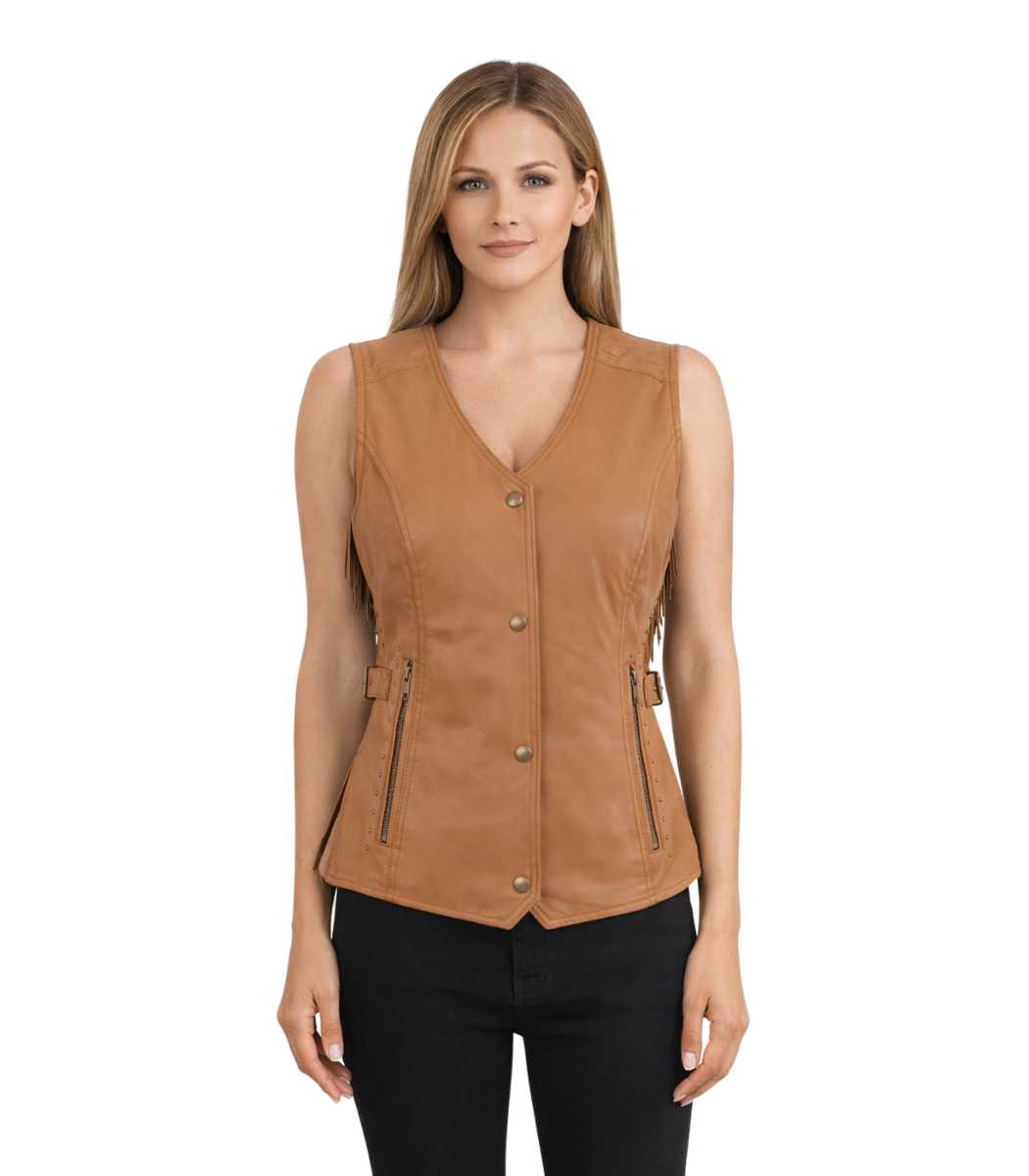 1 Saddle Tan Snap Front Vest - Image 1