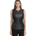 Scarlett Women’s Black Leather Biker Vest