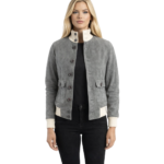 Women's Grey Suede A-1 Bomber Jacket – Linnea