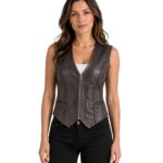 Sienna Women’s Braided Leather Zip Front Vest