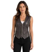 Sienna Women’s Braided Leather Zip Front Vest
