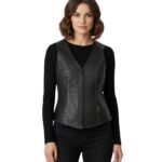 Studded Black Leather Biker Vest