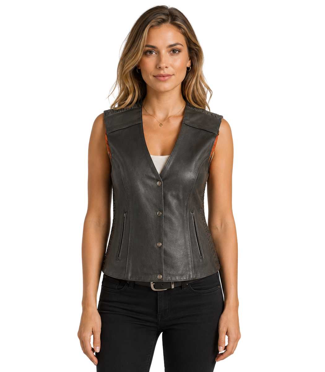 1 Studding & Embroidery Snap Front Vest - Image 1