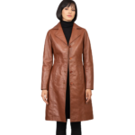Alexis Brown Single Breasted Leather Coat front