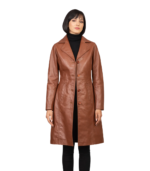 Alexis Brown Single Breasted Leather Coat front