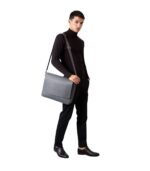 The Carismatico Grey Leather Messenger Bag