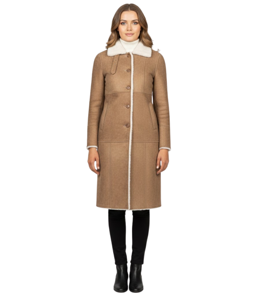 Alina Shearling Brown Leather Coat Alina Shearling Brown Leather Coat