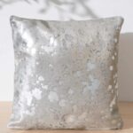 Metallic Silver Cowhide Pillow