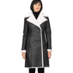 Amie Black Double Breasted Shearling Coat