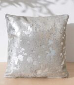 Metallic Silver Cowhide Pillow