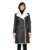 Amie Black Double Breasted Shearling Coat