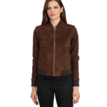 Avery Brown Suede Bomber Jacket
