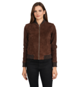 Avery Brown Suede Bomber Jacket