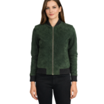 Avery Green Suede Bomber Jacket
