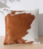 Brown and White Cowhide Pillow - Image 4