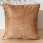 Solid Beige Cowhide Pillow