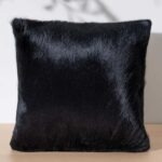 Solid Black Cowhide Pillow