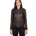 Avery Maroon Leather Bomber Jacket