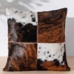 Tricolor Cowhide Patchwork Pillow - Four Panel Design
