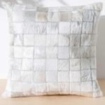 White Tricolor Cowhide Patchwork Pillow
